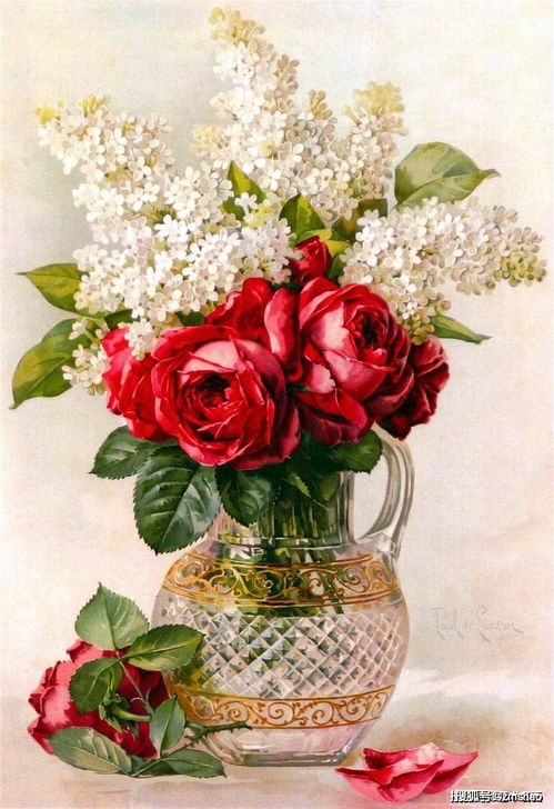 佳作欣賞 法國(guó)水彩畫家Raoul Maucherat De Longpre水彩花卉作品